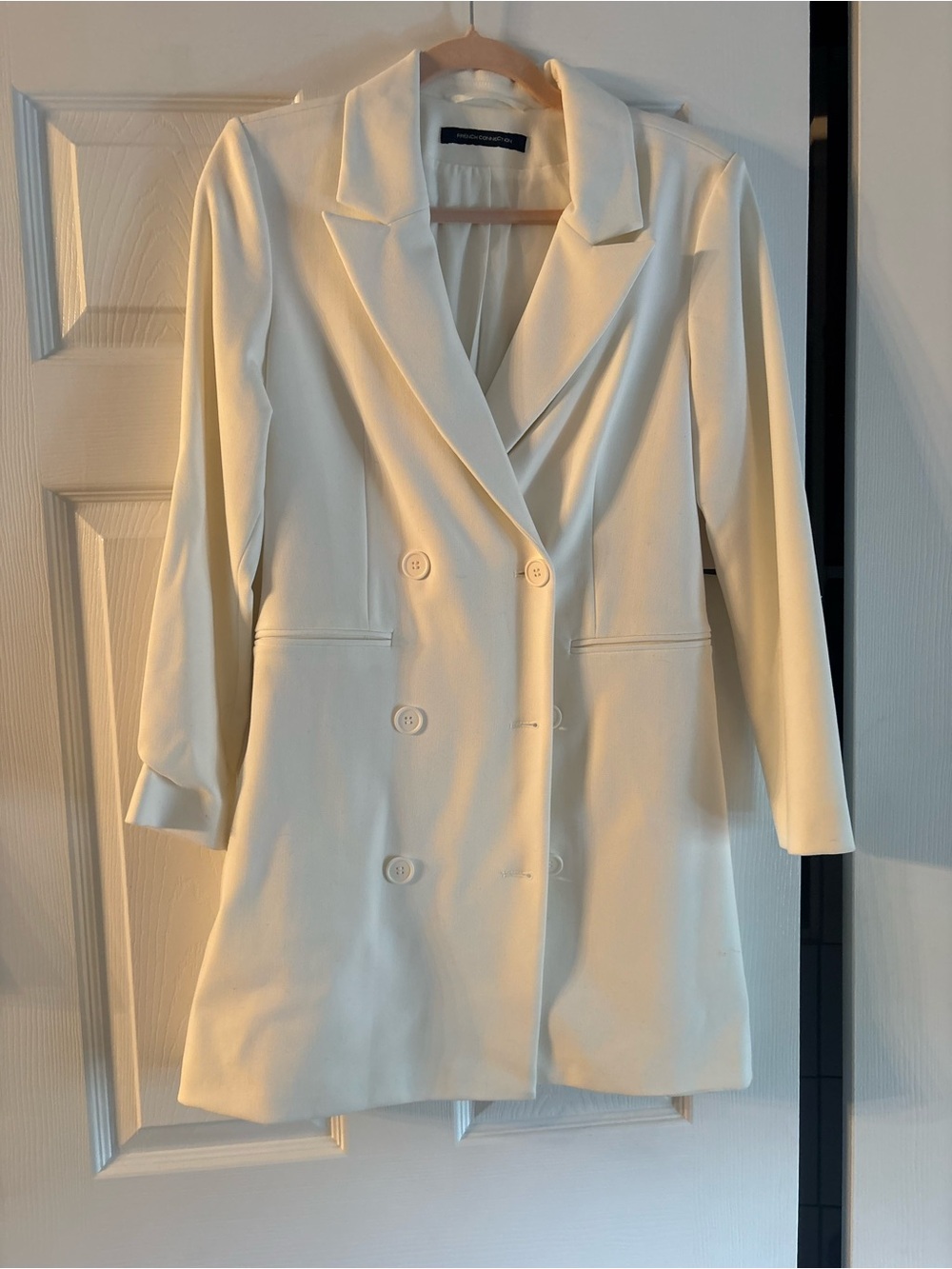 French Connection Ivory Double-Breasted Women's Blazer